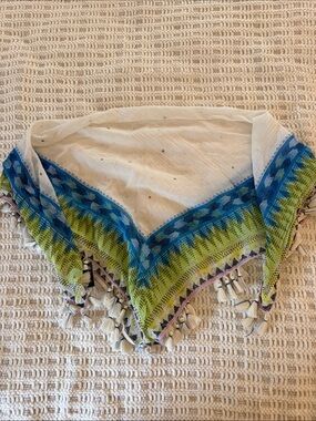 NWOT  American Eagle Outfitters Boho Tassel Fringe Square Scarf 33x33 OS